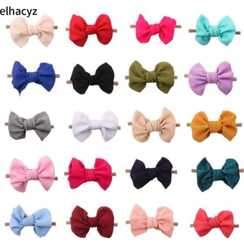10pcs/lot 4.5'' Hair Bows Hairband Texture Nylon Headbands For Girls Baby Soft Solid Elastic Kids DIY Hair Accessories