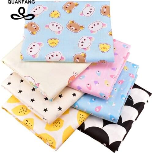 QUANFANG Printed Twill Cotton Fabric For Patchwork DIY Quilting Sewing Children Material 7pcs/lot OR 50x160cm or 50x80cm/piece