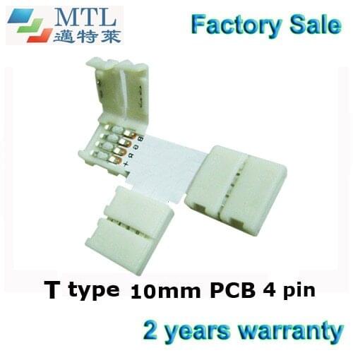 LED strip connector corner adapter T type, 50pcs/lot, 10mm PCB 4 pin for RGB LED strip, Factory Wholesale