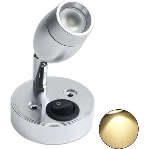 LED RV Light Bedside Car Home Interior Lights USB Interface Rotatable Wall Mounted Reading Lamps DC12V-24V 3000/4000/6000K