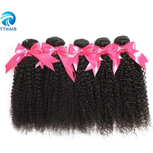 TTHAIR Mongolian Kinky Curly Hair Extensions Human Hair Bundles Nature Color 1/3/5 Bundles Curly Remy Hair Weave