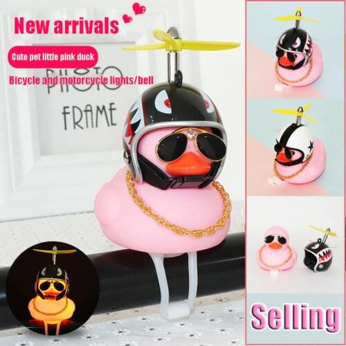 Car Ornament Duck with Helmet Broken Wind Small Yellow Duck Road Bike Motor Helmet Riding Cycling Bicycle Accessories
