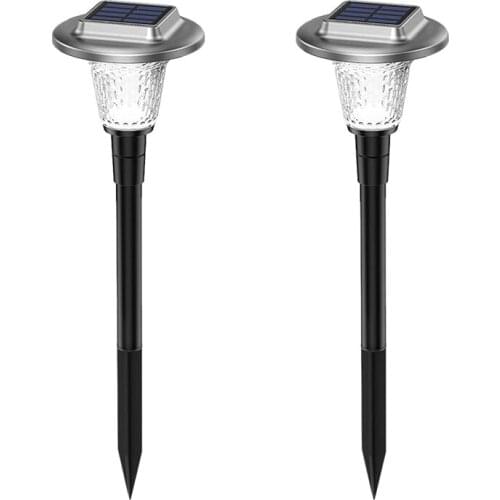 2 Pack Solar Lights Outdoor,7 Color Fade Mode/Warm White Garden Glass Lights,Waterproof Solar Powered Landscape Lights