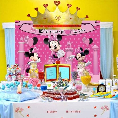 Disney Mickey Mouse Backgrounds Vinyl Cloth Photo Shootings Backdrops for Baby Birthday Party Photo Studio Baby Shower Backdrops