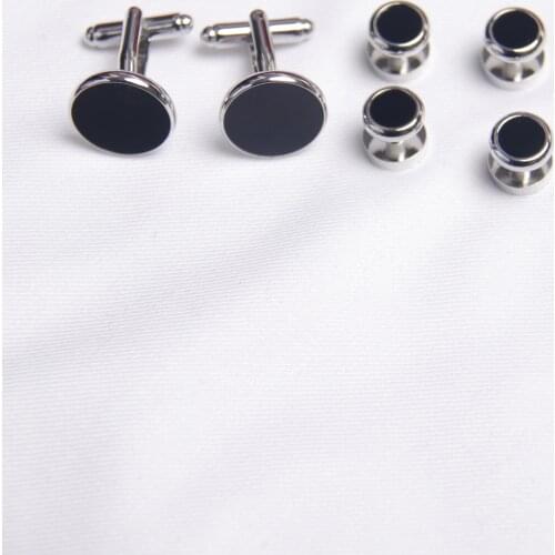Studs And Cufflinks For Dress Shirts High Quality Accessories Black Silver Metal Studs For Tuxedo Shirts Wedding Shirts Fashion