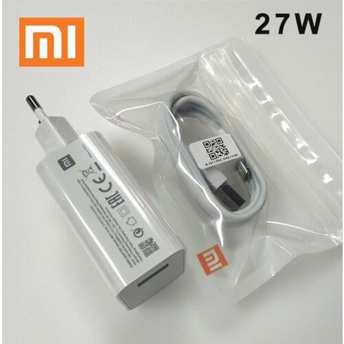 XIAOMI 27W EU Fast charger QC 4.0 turbo charge adapter usb type c cable for mi 9 pro se 9t CC9 Redmi note 8 7 pro K20 Max 3 Mix