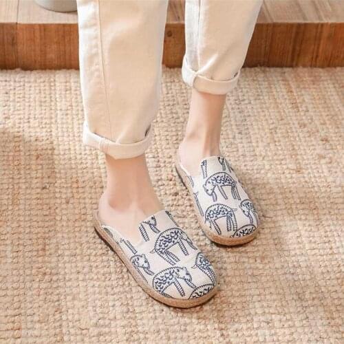 YourSeason Animal Print Ladies Canvas Close Toe Flat Shoes Women Comfort Casual Mules Mori Girl Style Summer Slippers