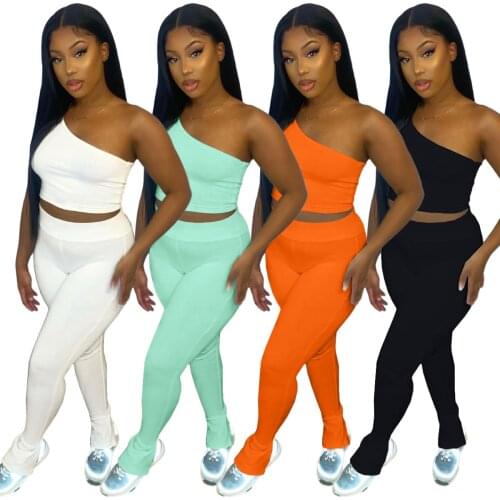 Comfortable Breathable 2 Two Pieces Set Women Crop Top + Elastic High Waist Leggings Skinny Pants Set Tracksuit Outfit 2021 Hot