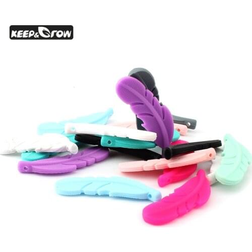 1/3/5pcs Feather Silicone Beads BPA Free Baby Teething Beads Food Grade Silicone Teethers Chewable Baby Nursing Necklace Pendant