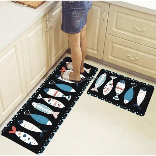 2pcs/set Long Kitchen Mat Tapete Doormats Carpet Thin Non-Slip Anti Fatigue Door Bathroom Carpet Room Pad Floor Mat Home