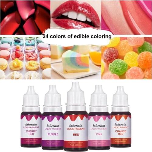 24 Lakerain Water and Oil Dual-use Pigment Food Coloring DIY Lip Gloss Raw Materials Cream Cake Decorating Handmade Soap TSLM2