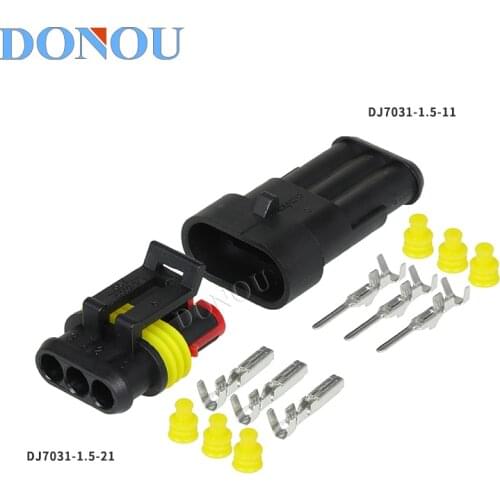 5set automotive HID connector harness connector 3-hole AMP odometer sensor plug With terminal DJ7031-1.5-11/21