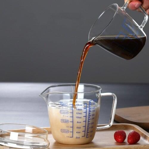 500ml Double Wall Mug Glass Beaker Milk Breakfast Coffee Cup High Temperature Resistant Measuring Cup with Scale Drinkware