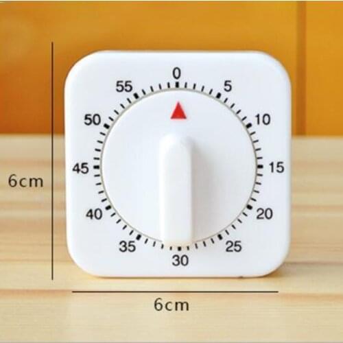 60-Minute Mechanical Kitchen Timer White Square Visual Timer for Kids Adults Kitchen Home Steaming Cooking