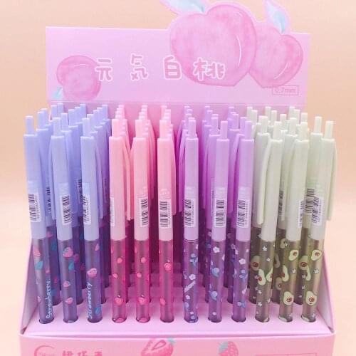 60 pcs/lot Kawaii Fruit Avocado Peach Ballpoint Pen Cute Strawberry ball pens School Office writing Supplies Stationery Gift