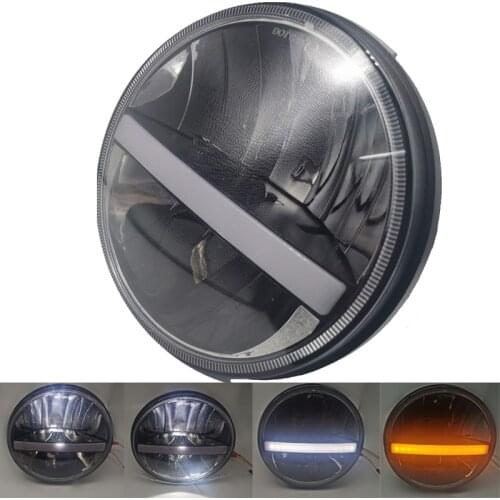 7 Inch Motorcycle Hi/Low Beam LED Headlight Kits Conversion for Fat Boy Touring 7'' Round LED Headlamp with DRL Halo Amber Turn