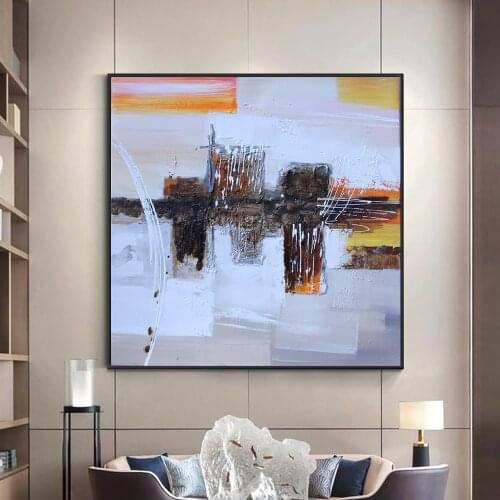Abstract 3D Geometric Painting 100% Hand Painted Oil Painting On Canvas Modern Wall Art Painting For Living Room Home Decor