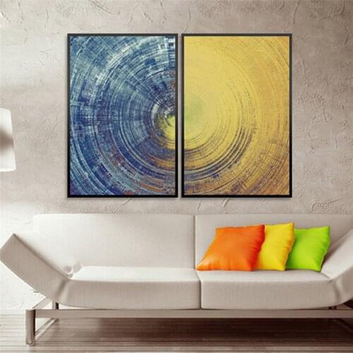Striped Abstract Nordic Canvas Painting Geometry Wall Art Picture Blue Yellow Abstract Poster Living Room Home Decor Picture