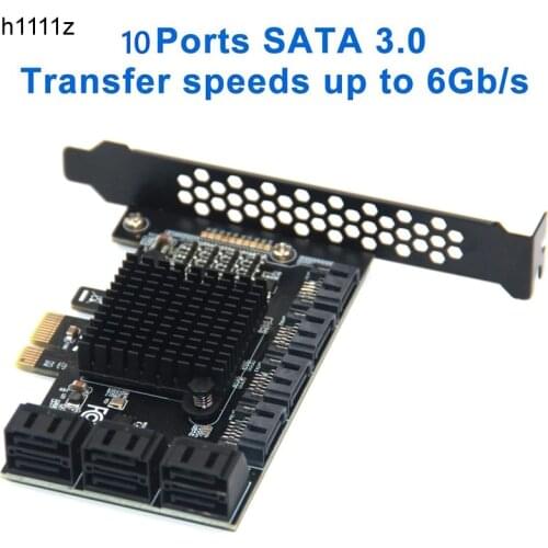 Chia Mining SATA PCIE 1X Adapter 6/10 Ports PCI-E X1 to SATA 3.0 6Gbps Riser Expansion Card for Desktop PC Computer Add On Cards