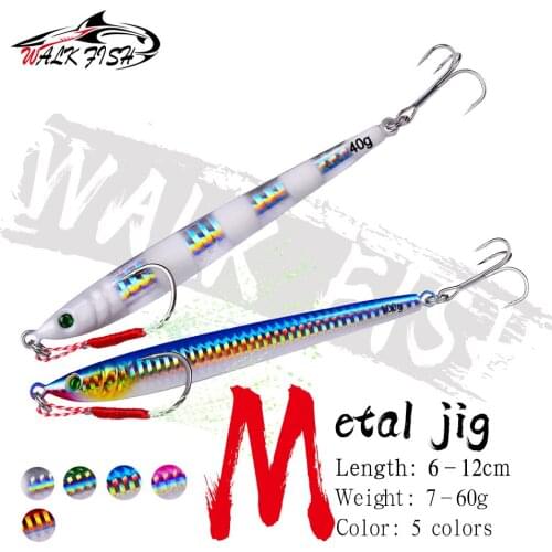 WALK FISH Long Metal Jig Fishing Lure Slow Cast Jigging Spoon 7g 10g 14g 21g 28g 40g 60g Artificial Shore Metal Bait Sea Tackle