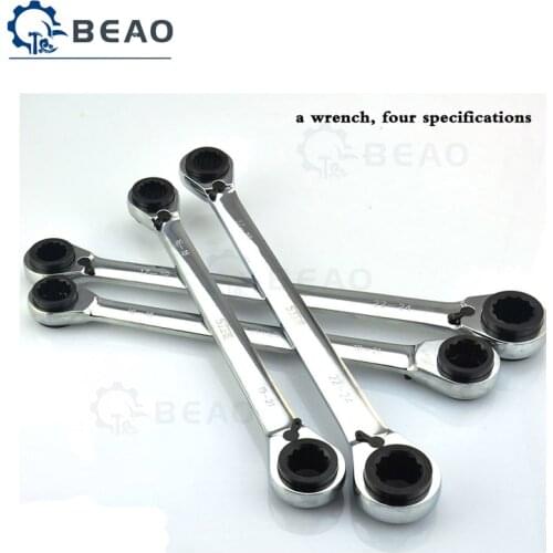 Double End two-way Ratcheting Wrench Spanner Tool Gear Ring Wrench Ratchet Handle Chrome Vanadium Steel For Car Repair