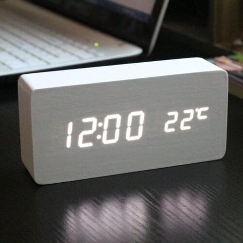 New Design Electronic Relogio Digital Desperatdor Temperature Acoustic Control Sensing LED Alarm Clock Desktop Clocks Decor