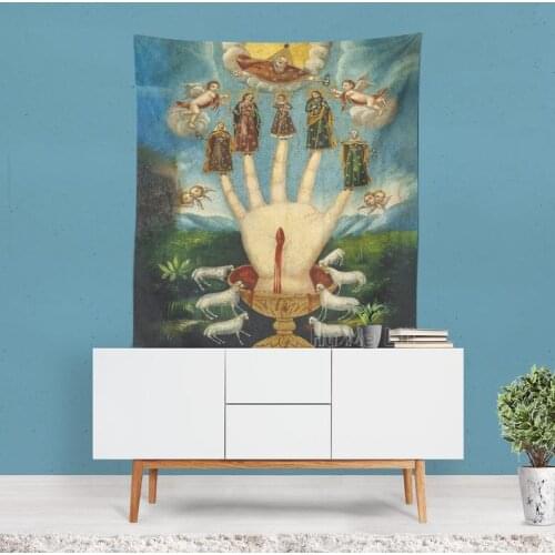 Art Tapestry Hand Wall Unique Wall Mystic Painting Psychedelic Wall Hanging Home Decor Nature Painting Artistic Gifts