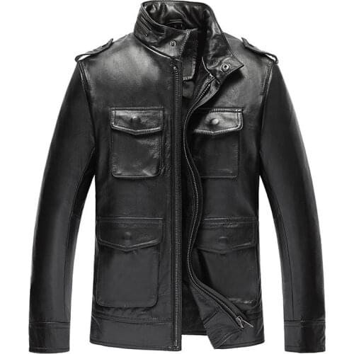 Genuine Leather Jackets for Men Top Quality Cow Leather Jacket Spring Autumn Plus Size 5XL Jaqueta Couro 19-818 MF601