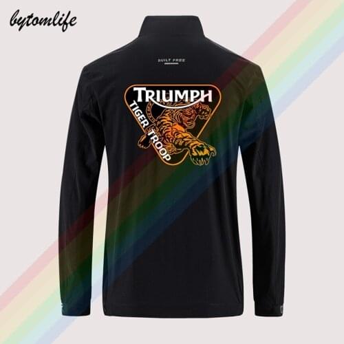Triumph the tige motorcycle jacket mens Outdoor zippered comfortable Light Soft Fashion casual Back printing Asian size