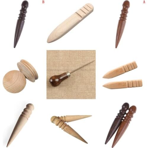 Multi-Size Wood Slicker Leather Leathercraft Solid Wood Round Burnishing Edge for Polished Edge Leather Craft Working Tool