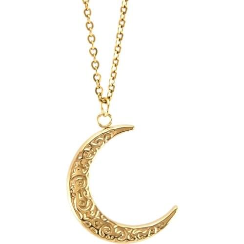 FASHION JEWELRY Moon NECKLACE GOLD COLOR PENDANT SHORT FOR WOMEN GIRL stainless steel choker collares de moda