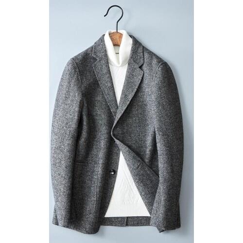 Mens Good Wool Quality New Winter Jacket Casual Male Woolen Coat V-Neck Collar Fashion Single Breasted Man Overcoats #1988