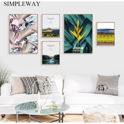 Leaf Mountain Canvas Poster Nordic Landscape Wall Art Print Painting Scandinavian Decoration Picture Modern Living Room Decor