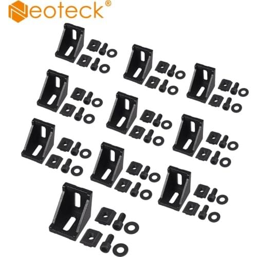 Neoteck 10 Pcs Aluminum Profile Black Angle Fixing Fixing Material 40x40 & 40x80 Black Corner Bracket Fitting