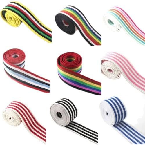 New Stripe 38mm Canvas Ribbon Belt Bag Thickening Cotton Webbing Canvas Webbing Knapsack Strapping Sewing Bag Belt Accessories