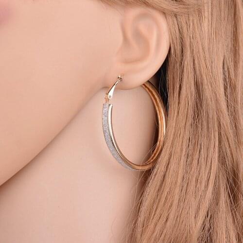 2017 New Trend Big Rock And Roll Nightclub Exaggerated Matte Round Earrings Jewelry, Gold Retro Party Female Jewelry Gift