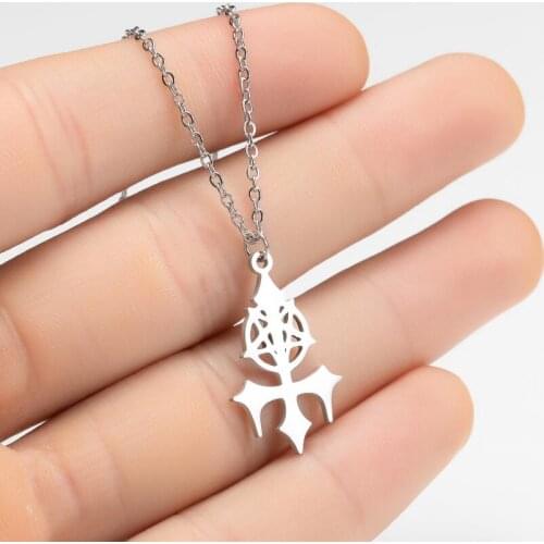 Stainless Steel Pentagram Steampunk Satan Fork Necklaces Hidden Devil Chokers Fashion Jewelry For Women Men Vintage Hero Symbol