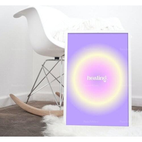 Your energy aura poster, aesthetic room decoration print, trendy Danish pastel poster wall art pink purple halo energy spirit de