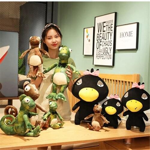 Plush toy creative animal Mr. lizard&Miss crow soft stuffed doll funny kids adults birthday gift Home decoration