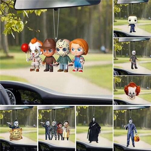 Halloween Horror Gnome Pendant Halloween Creative Horror Movie Zombies Dwarf Car Rearview Mirror Pendant Gift Halloween Decor