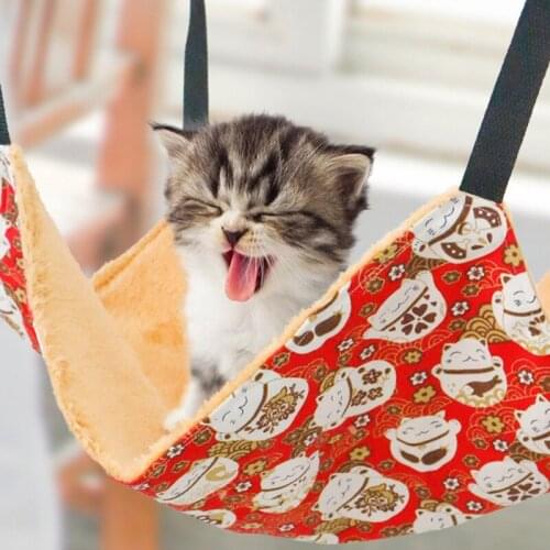Hanging Cat Hammock Printing Cat Sleeping Bag Breathable Pet Hammock Cat Cage Soft Cotton Warm Bed Mat For Kitten Pet Supplies