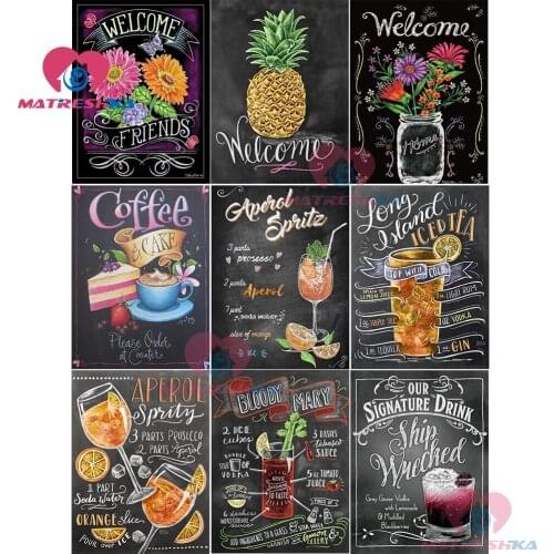 Full Drill 5D DIY Diamond Painting Fruit flower Embroidery Cross Stitch Blackboard Diamond Mosaic Home Decor Chalk Art Pictures
