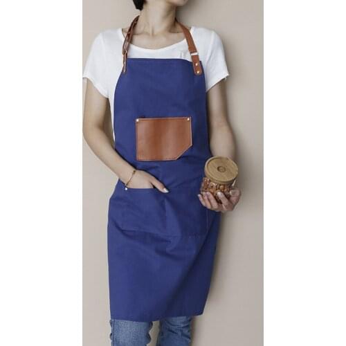 Adjustable Cooking Kitchen Apron For Woman Men Waiter Cafe Shop Painting Leather Aprons Multi-Pocket Bibs Kitchen Accessory