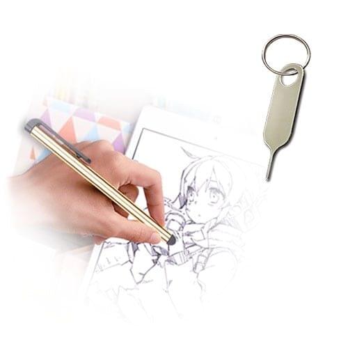 Touch stylus pen+ stainless steel ejector pin + 12mm ring keychain(Random Color)