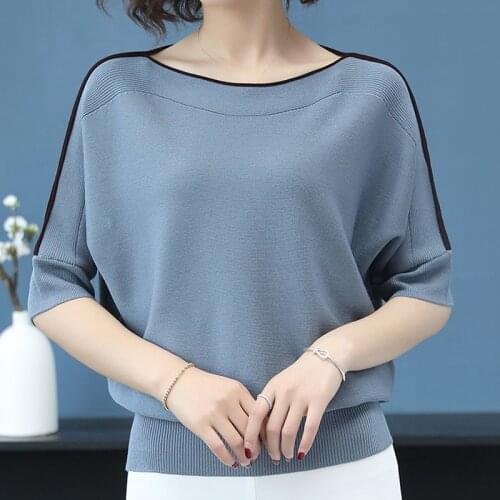 Spring Summer Oversize Loose Thin Sweater Women Knit Top Casual Pullovers Half Sleeve Big Size Female Korean Sweaters jumper