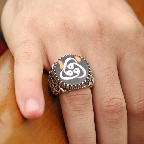 Tesbihane Tortoiseshell Üzerine Pearl Inlaid PCs set "Woah" Motif Handwork 925 Sterling Silver Ring