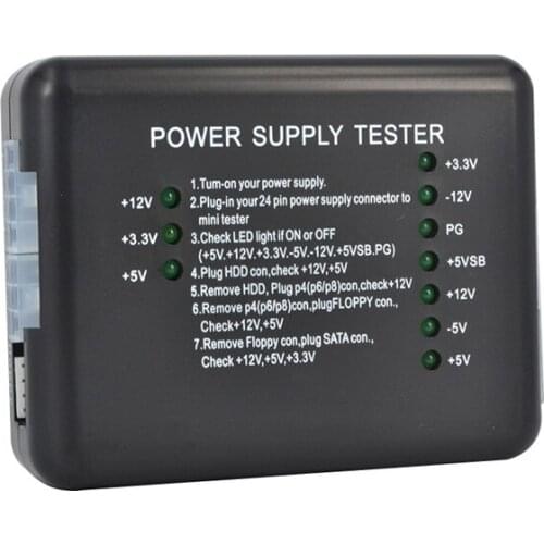 20/24 Pin for PSU ATX SATA HDD Power Supply Tester Checker Meter Measuring LED Indication Diagnostic Tool Testing for PC