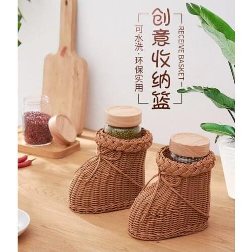 Creative wicker basket Imitative wicker woven green basket cartoon shoe shaped flower basket
