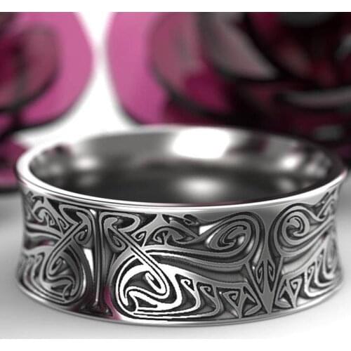 Vintage Mystic Rune Wrap Men Rings Fashion Glossy Engagement Rings Womens Accessories Gifts
