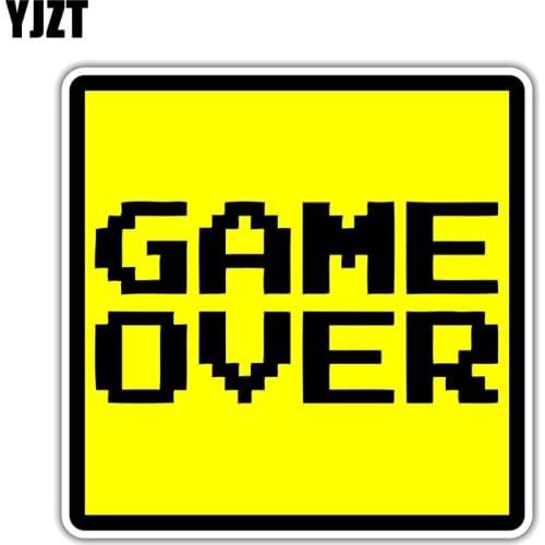 YJZT 10.2CM*10.2CM Warning Game Over Decal PVC Reflective Car Sticker 12-1357